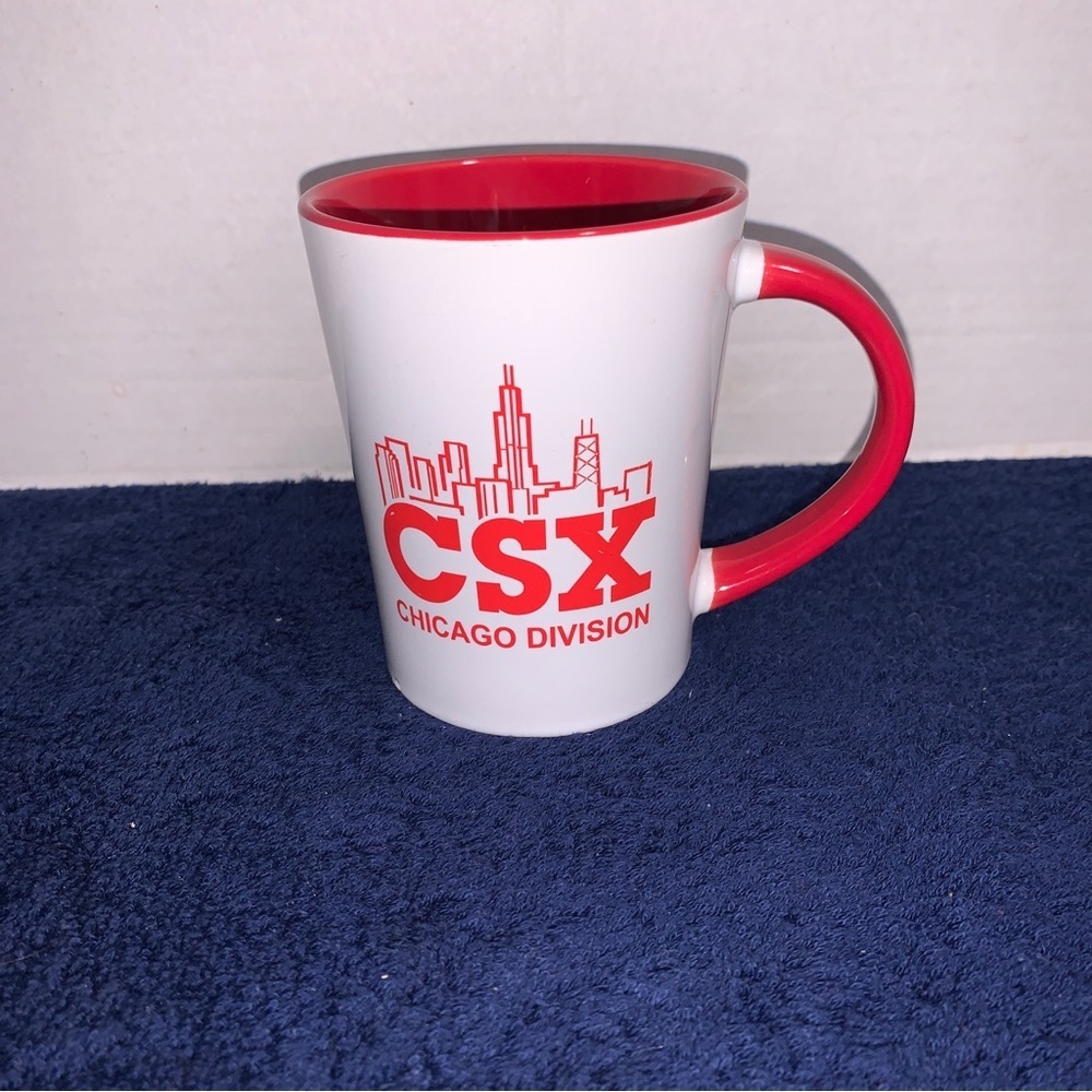 CSX Transportation Chicago Division Coffee Cup Mug - Red White - Railroad Train